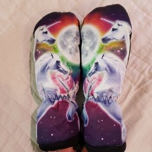 Unicorn white horse mittens